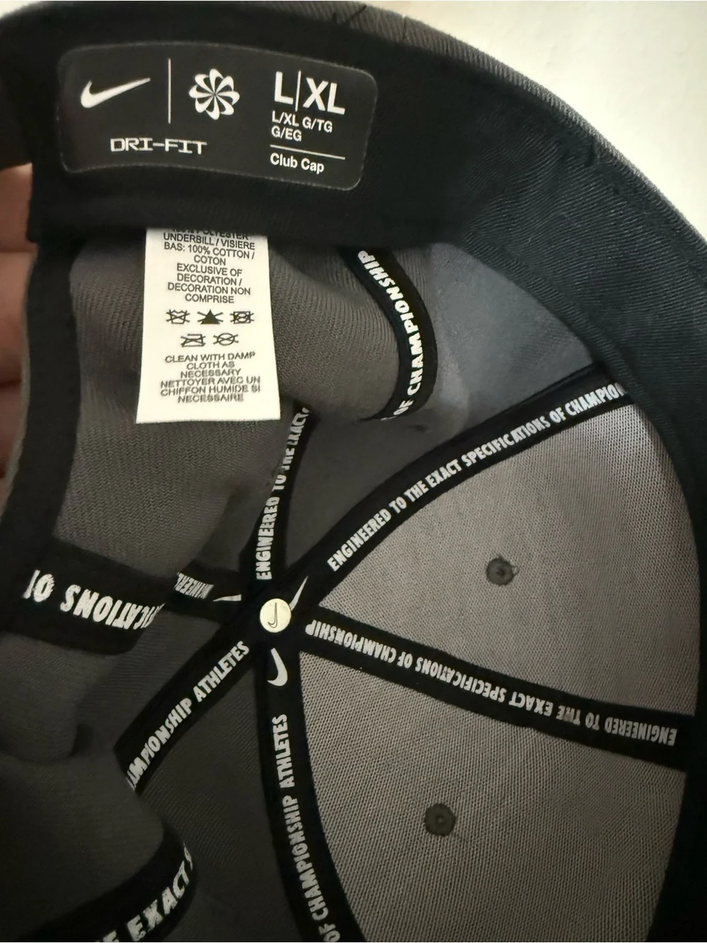 Nike Grey & Black Dri-FIT Club Cap L/XL